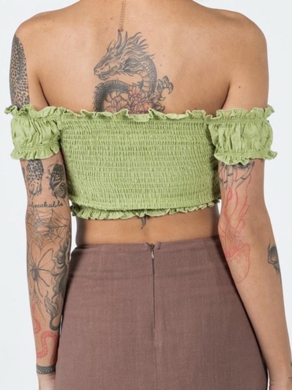Princess Polly Asner Top Sage Green Size 4 - Picture 4 of 13